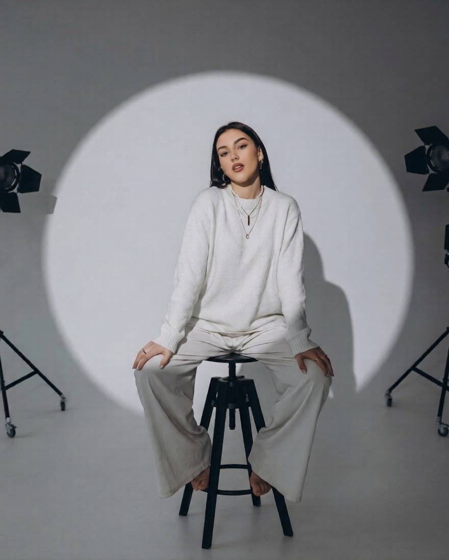 Creative studio portrait photography with artistic styling