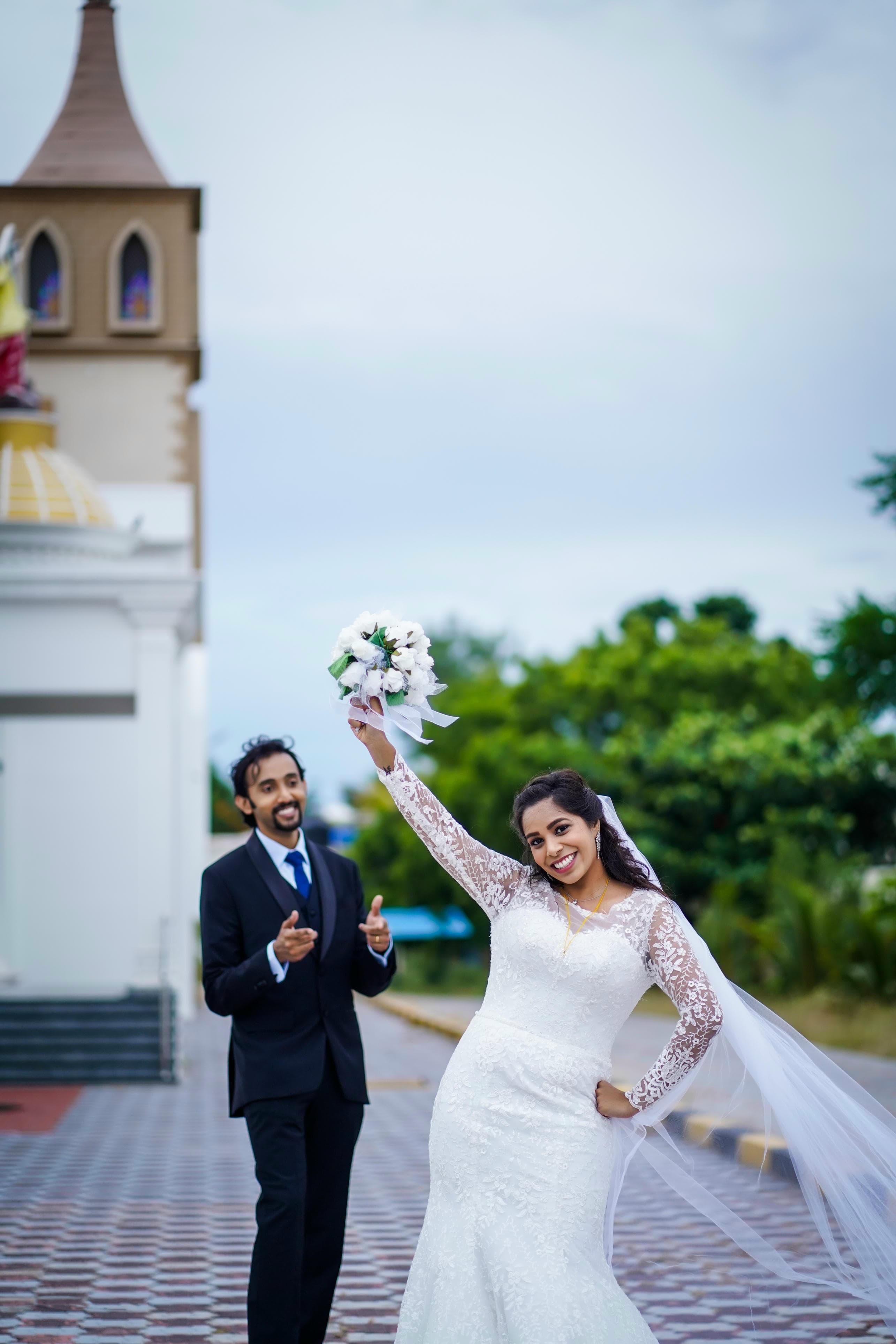 Graceful bride and groom session