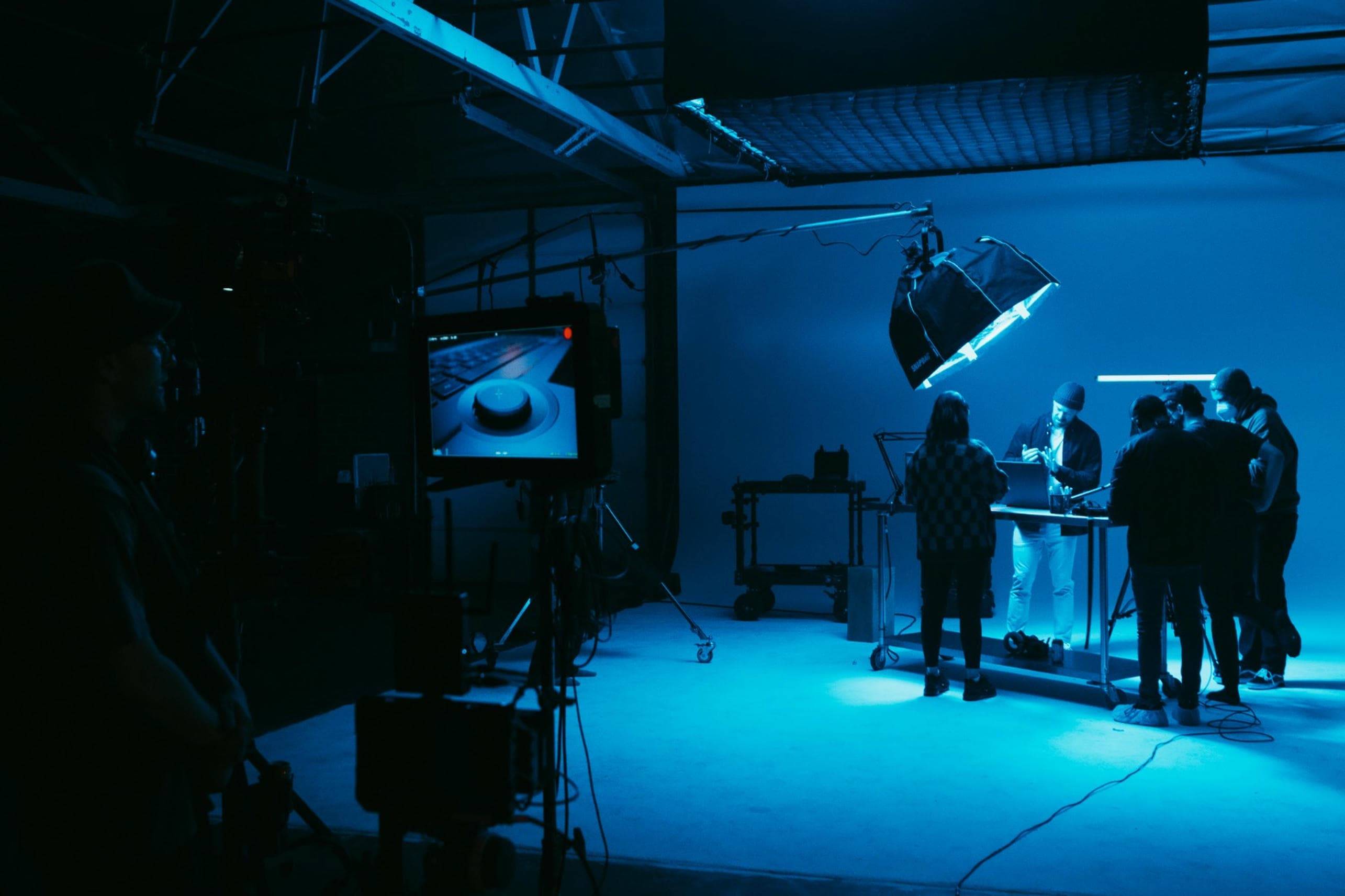 Creative team working on a professional video shoot